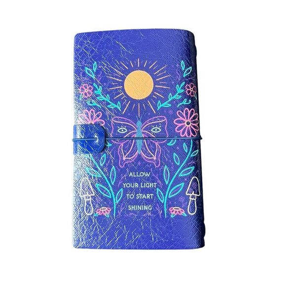 Butterfly Florals Sun & Quote Purple Faux Leather Reusable Travelers Notebook - Picture 2 of 9